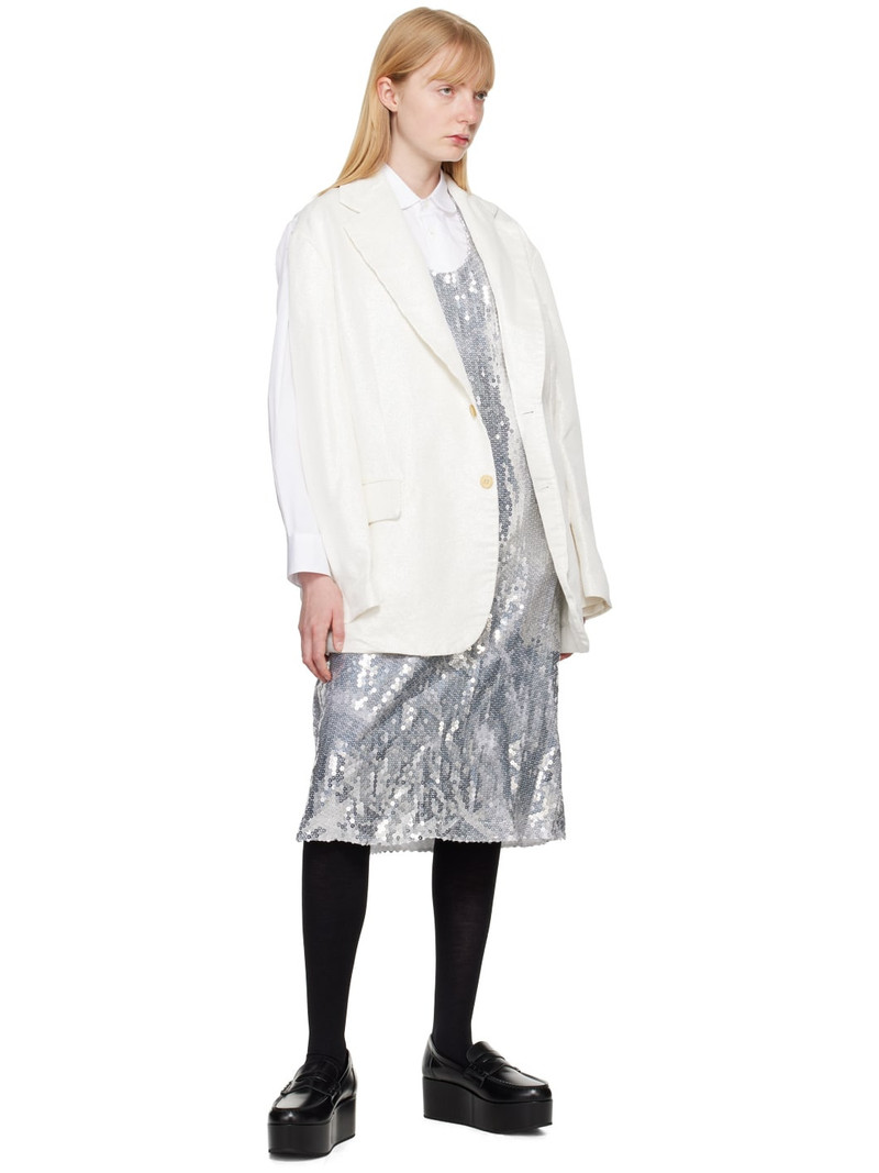 BLACK COMME des GARÇONS Silver Sequin Midi Dress outlook