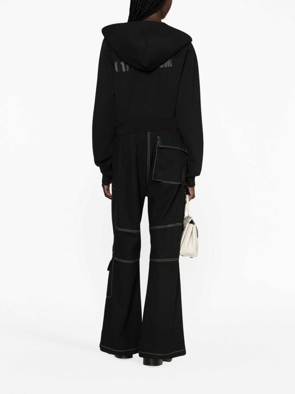 logo-print cropped cotton hoodie - 4