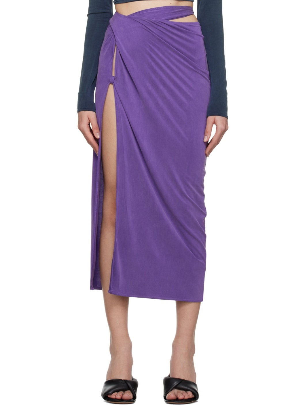 Purple Le Raphia 'La Jupe Espelho' Midi Skirt - 1