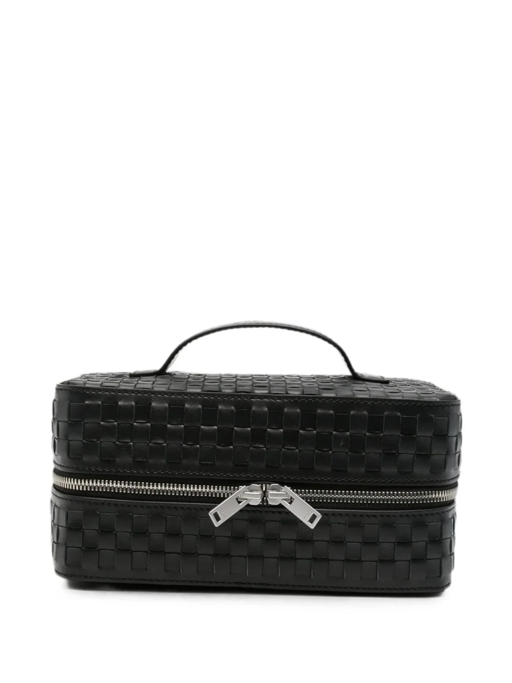 woven-effect top-handle wash bag - 1