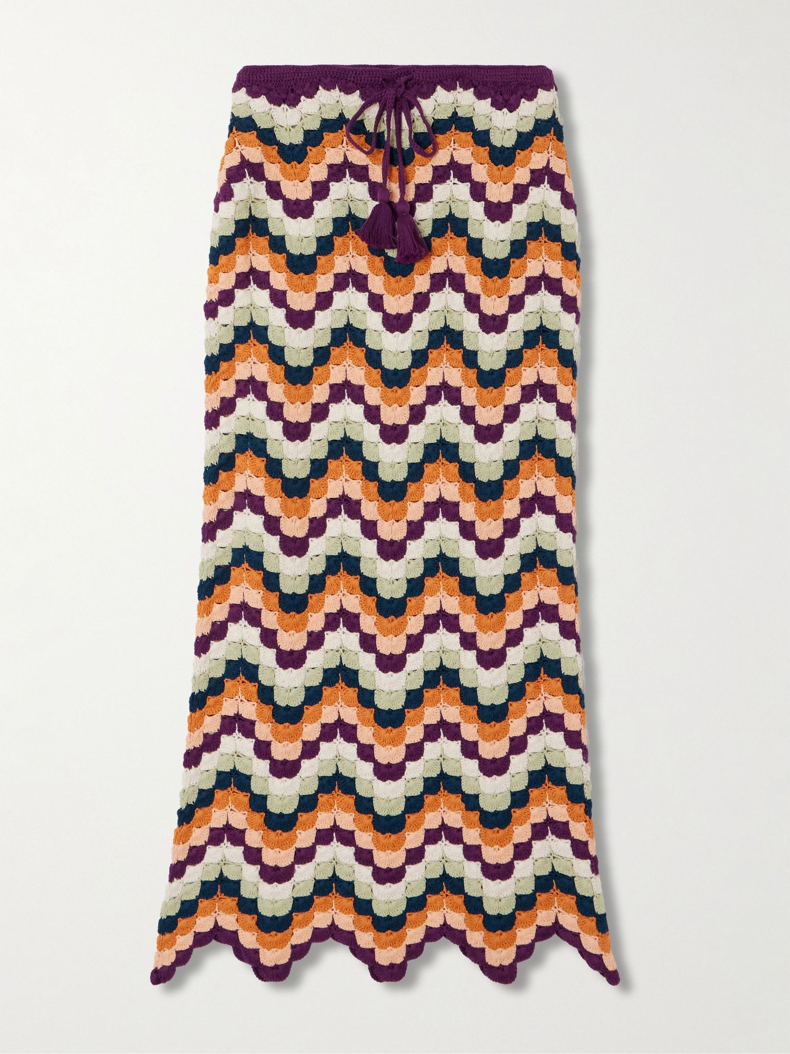 Safi scalloped crocheted cotton midi skirt Multi - 1
