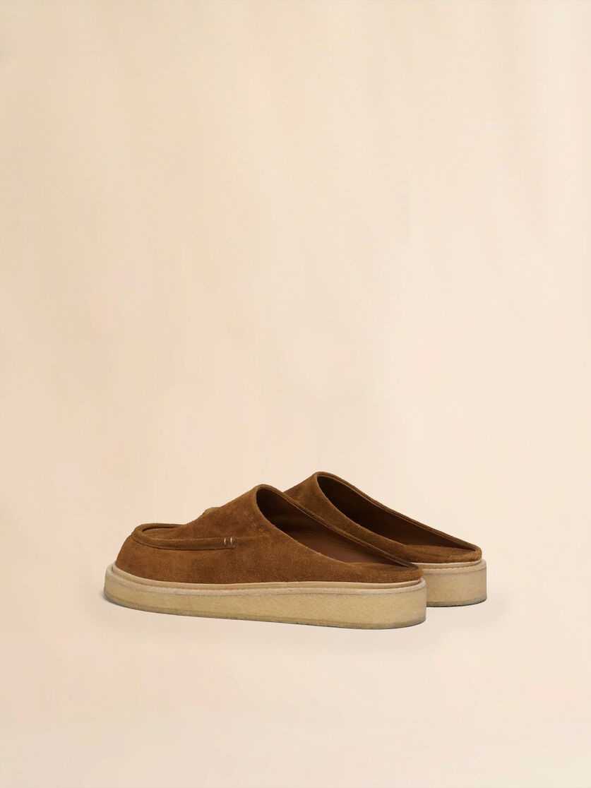 BROWN SUEDE SABOT WITH PARA RUBBER SOLE - 3