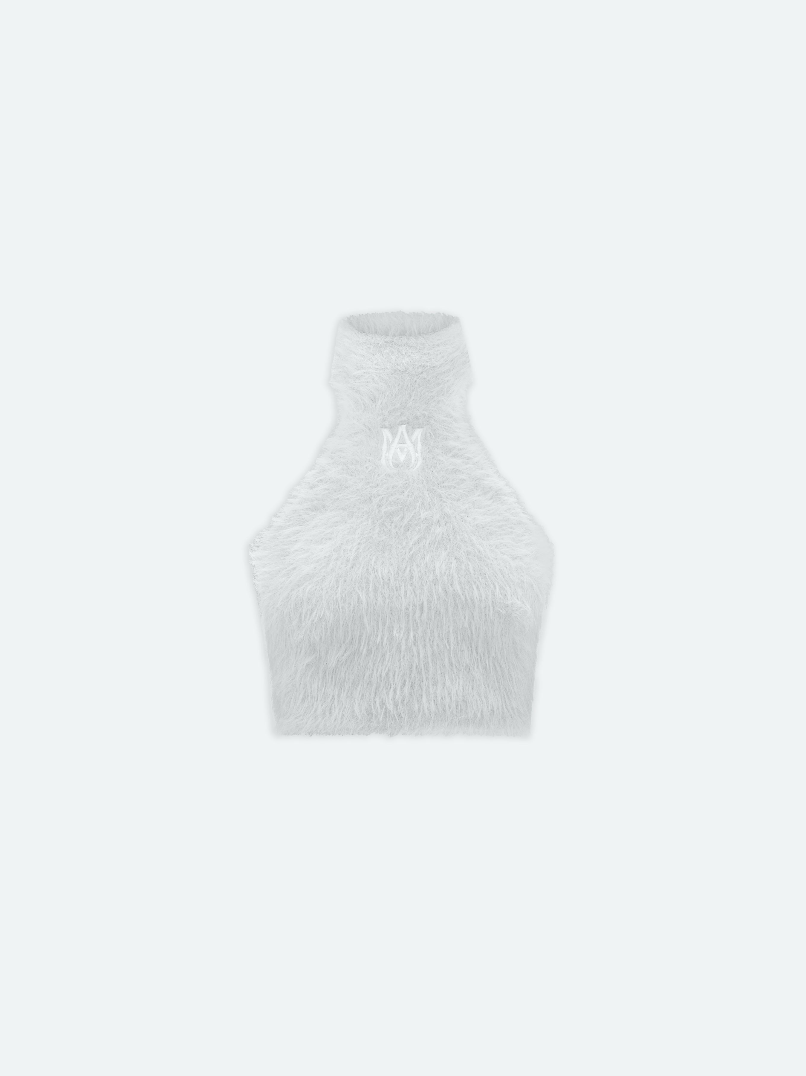 FURRY MOCK NECK HALTER TOP - 1
