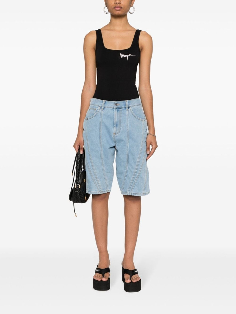 MUGLER panelled denim shorts outlook