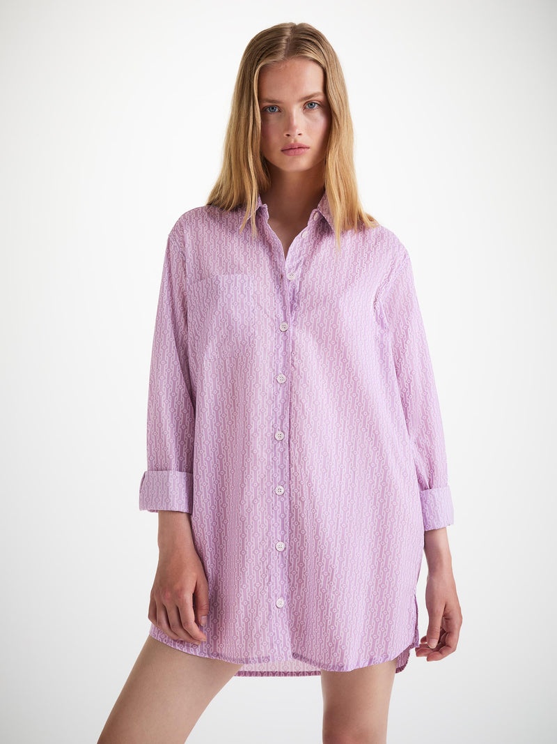 Women's Nightshirt Cotton Batiste Lilac Rope Print - 5