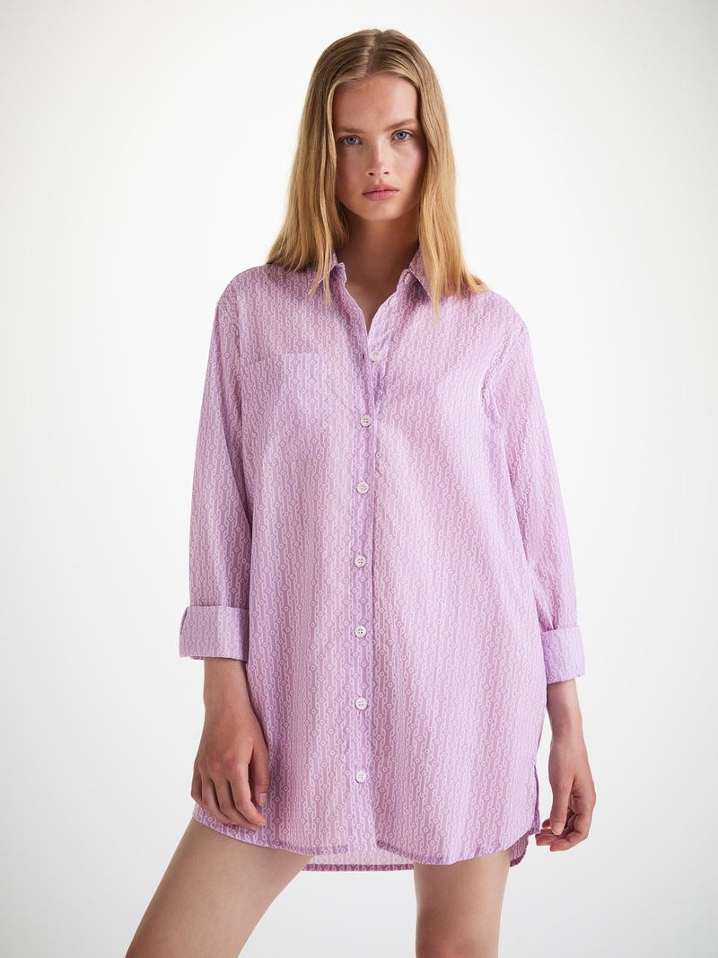 Women's Nightshirt Cotton Batiste Lilac Rope Print 5