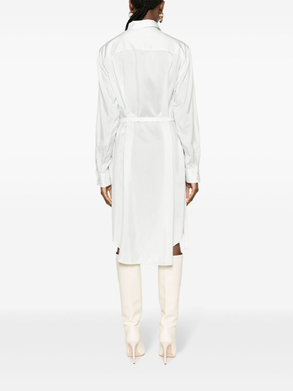 lace-detail silk shirtdress - 4