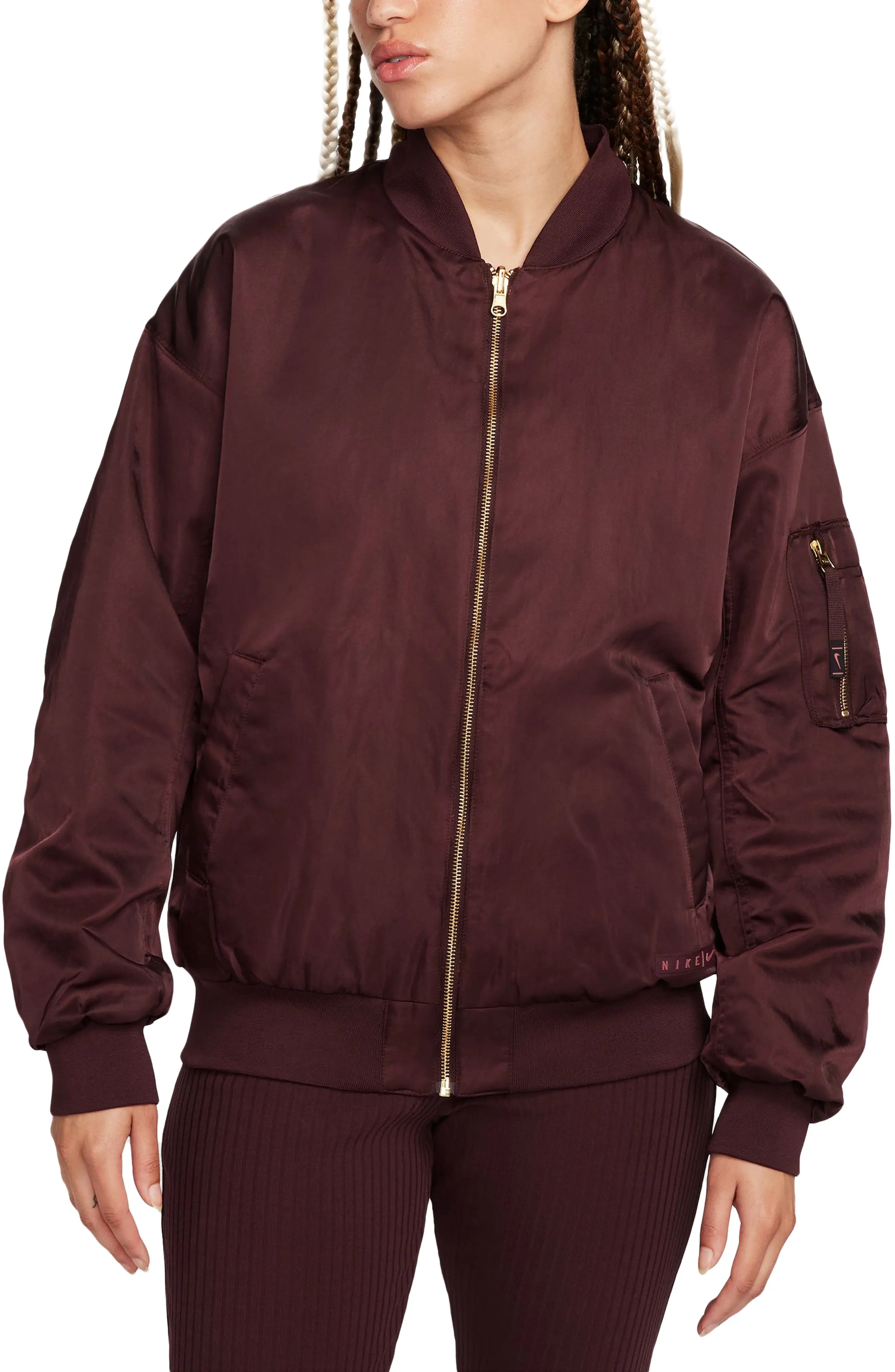 Sportswear Reversible Bomber Jacket in Burgundy Crush/Cedar - 2