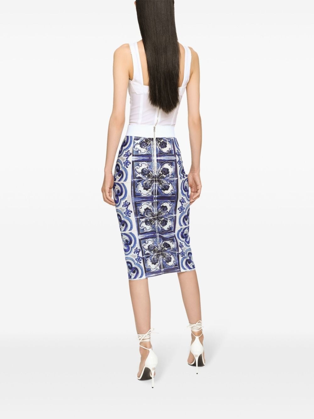 Majolica-print midi skirt - 4