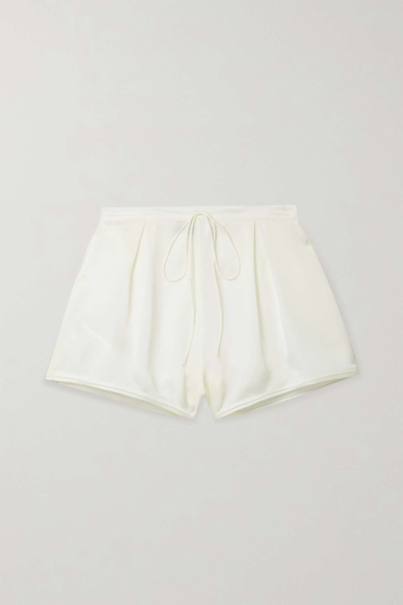 Pleated silk crepe de chine shorts - 1