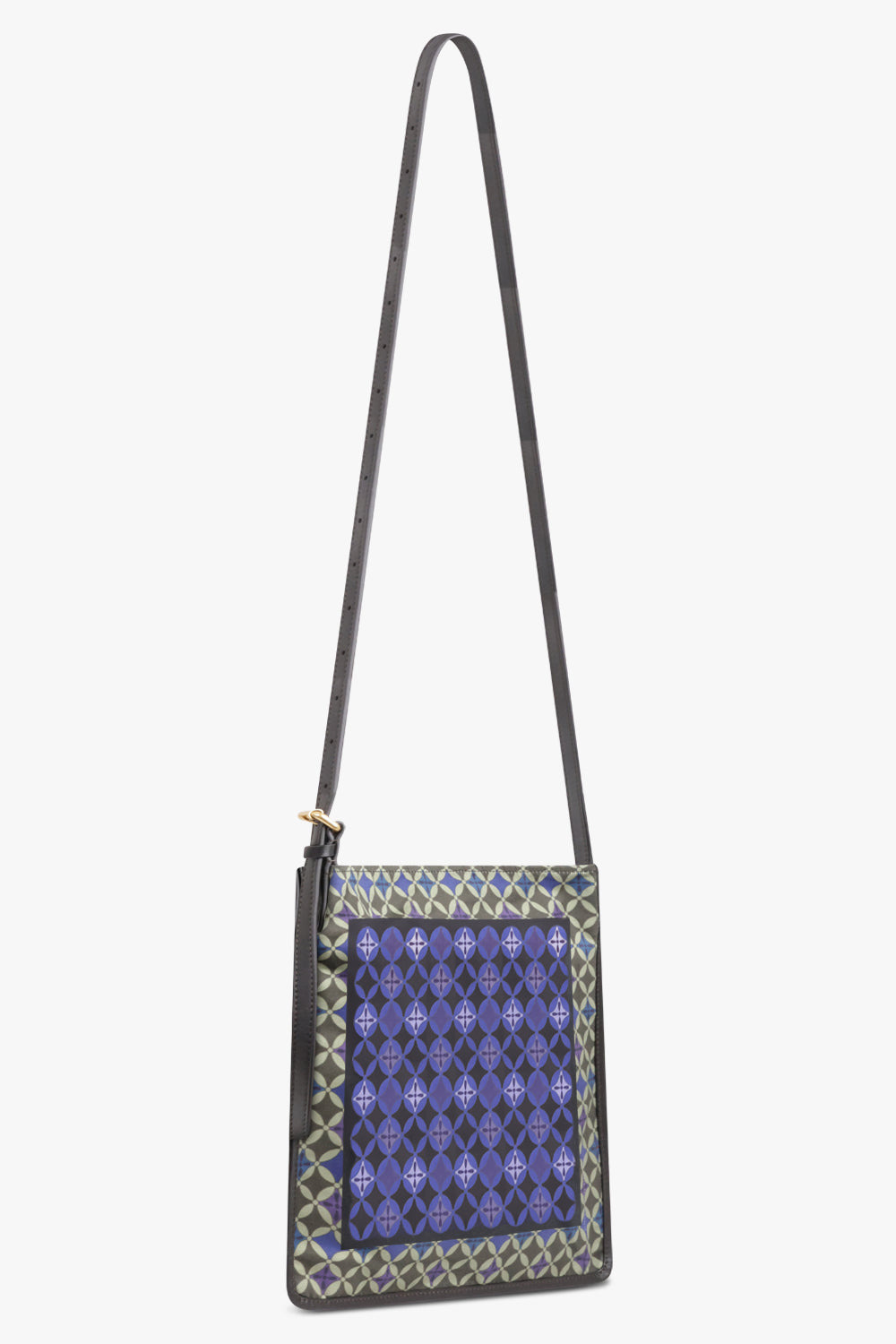 GEOMETRIC PRINT SMALL HOBO BAG WITH BELT STRAP | PURPLE/GREEN/RED - 3