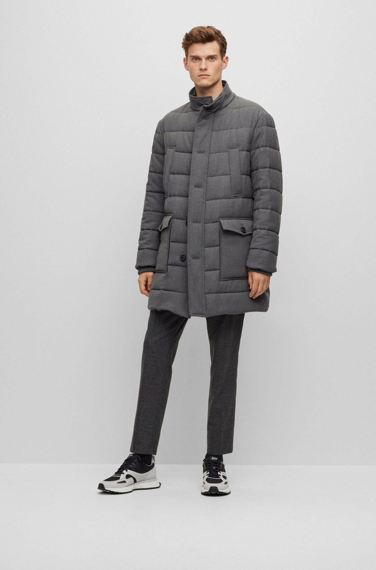 REGULAR-FIT PADDED COAT IN A STRETCH WOOL BLEND - 2