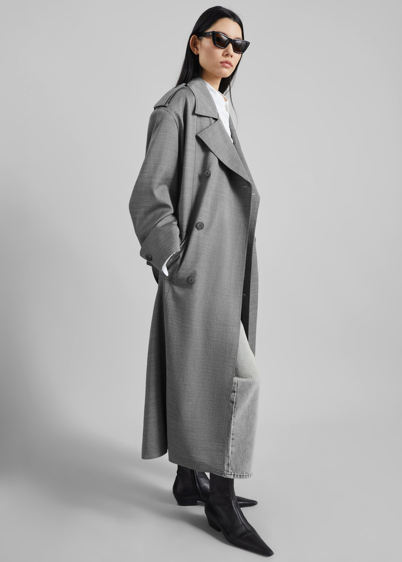 The Frankie Shop Bleecker Trench Coat - Grey Melange outlook