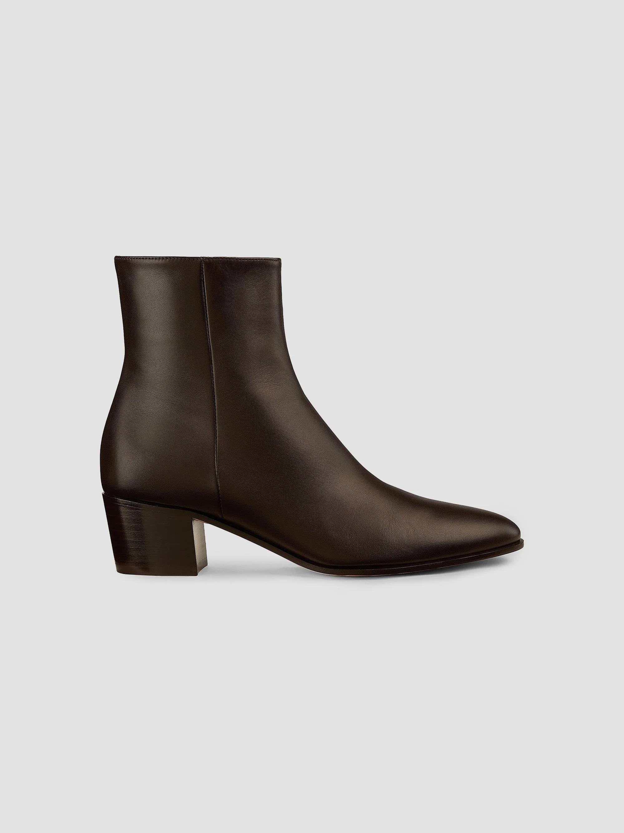 Women's Spencer 45MM Leather Booties - Dark Brown - 1