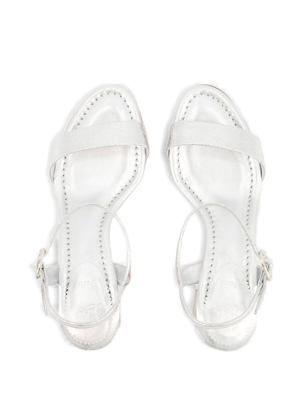 55mm metallic-effect leather ankle-strap sandals - 4