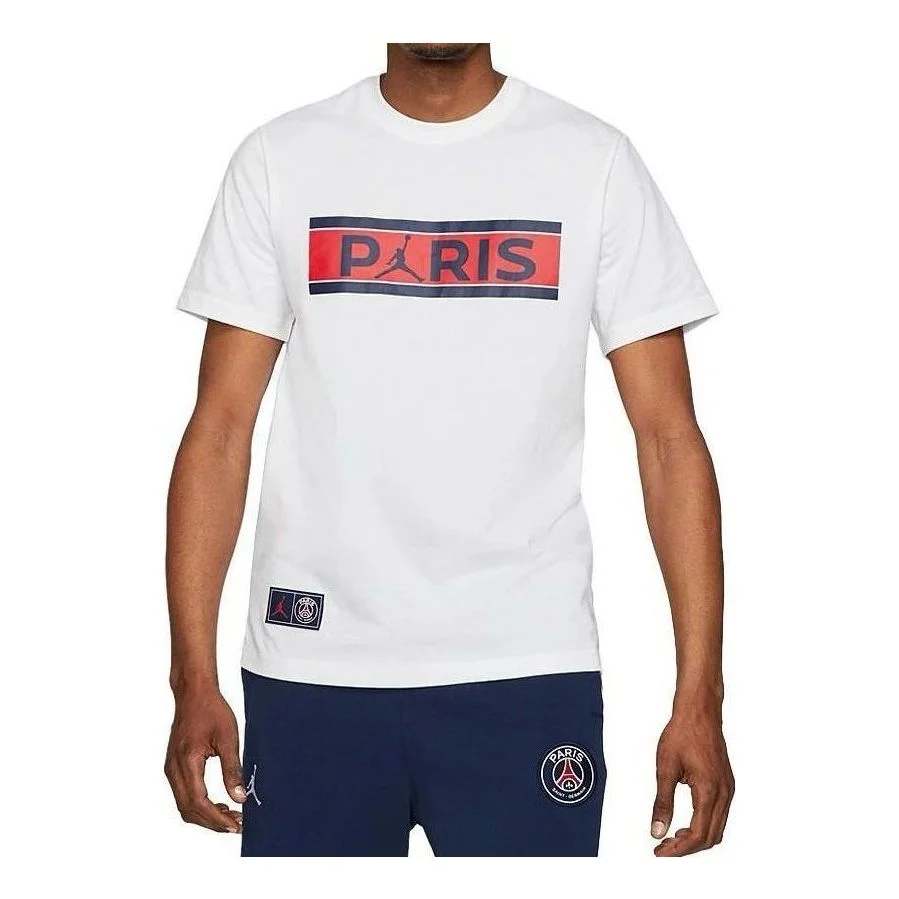 Air Jordan x Paris Saint Germain Block Logo T-shirt 'White' DB6510-100 - 1