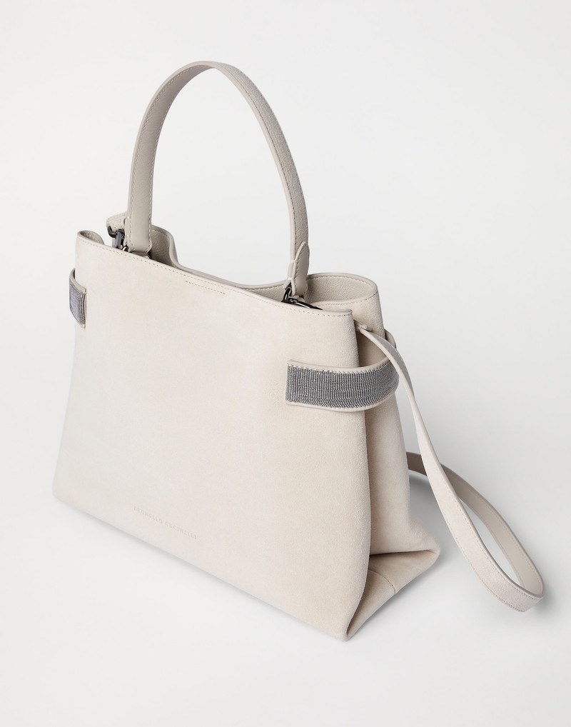 Essence top-handle bag in suede with precious bands 3