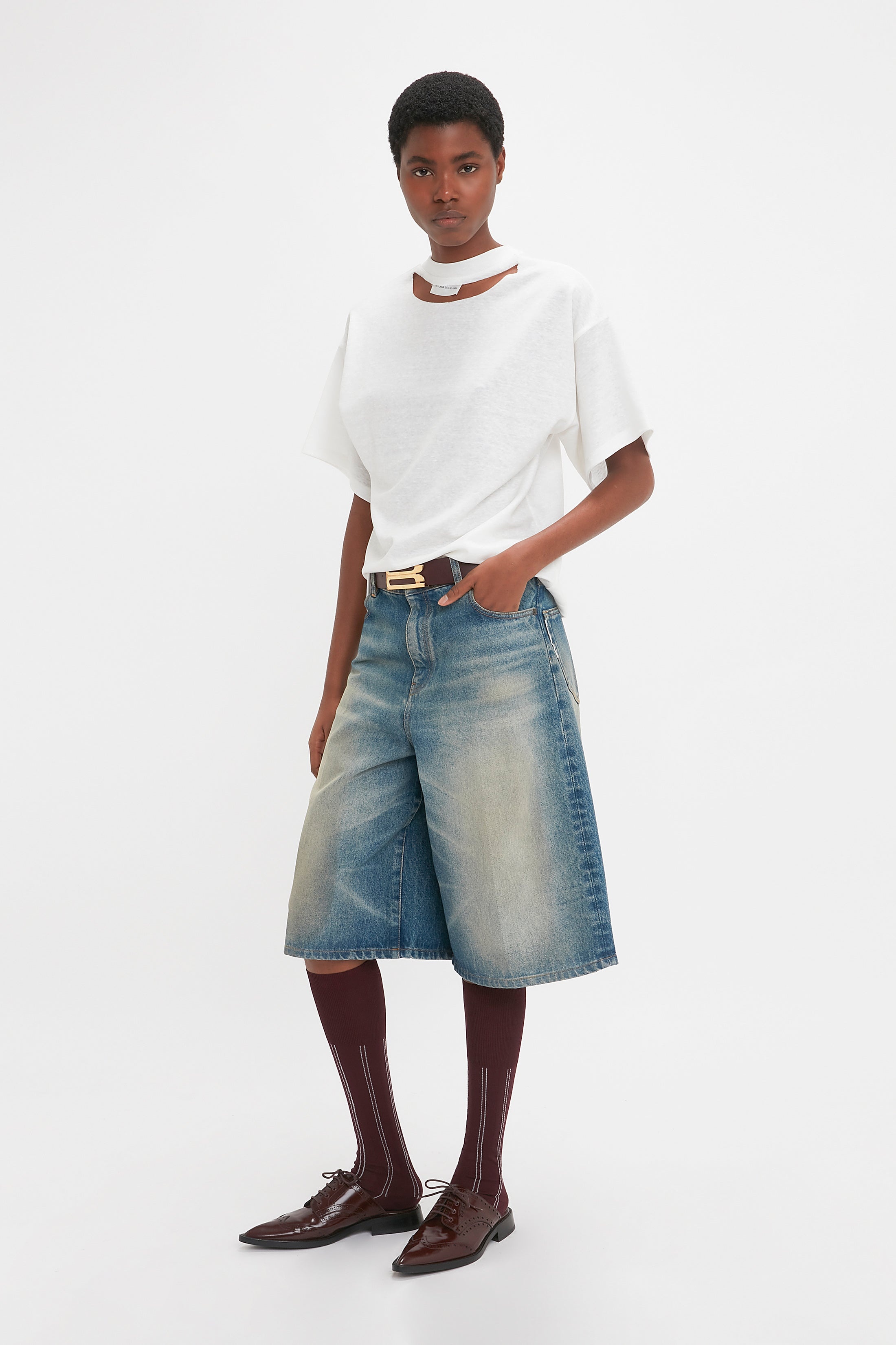 Oversized Bermuda Short In Antique Indigo Wash - 3