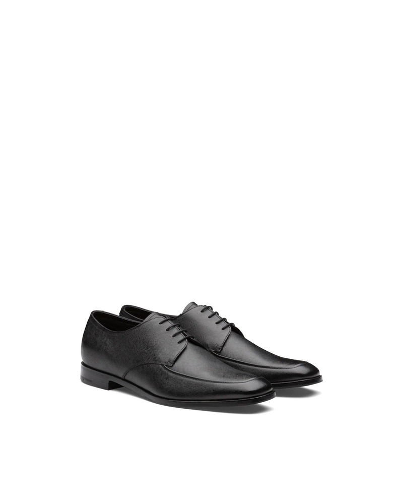 Saffiano leather laced Derby shoes 1