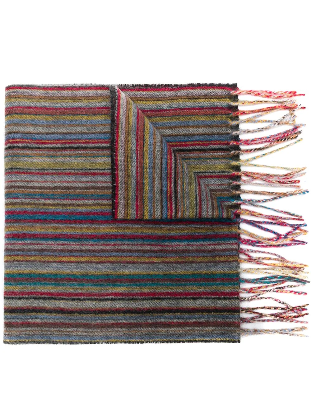 fringed striped scarf - 1