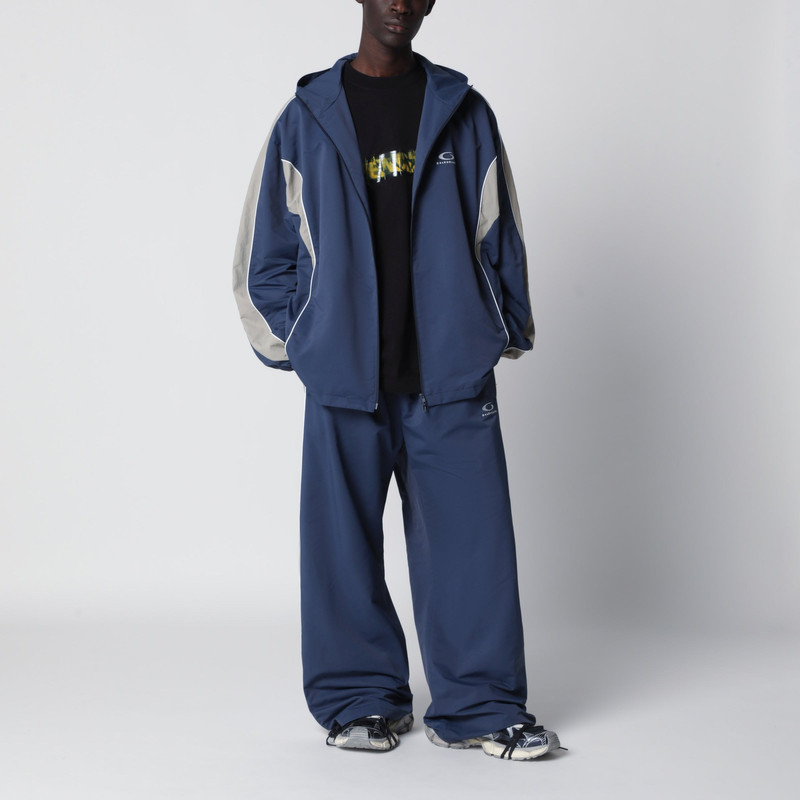 BALENCIAGA Washed-effect technical satin track jacket in navy outlook
