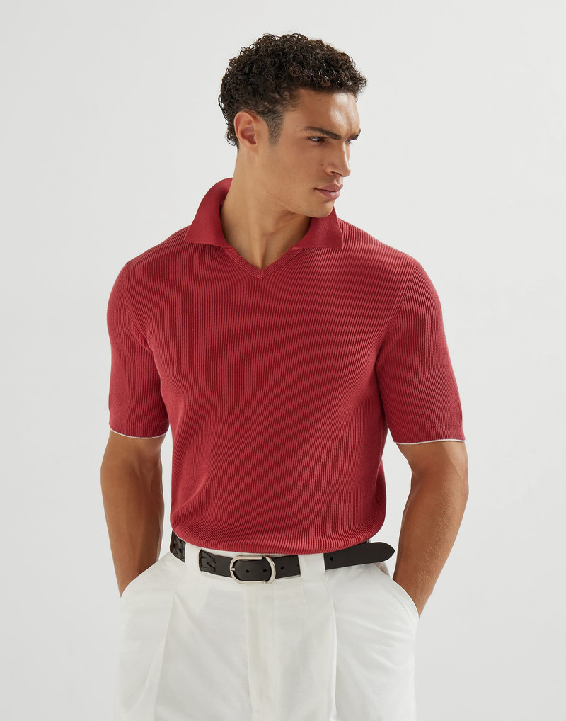 Cotton English rib knit polo 5
