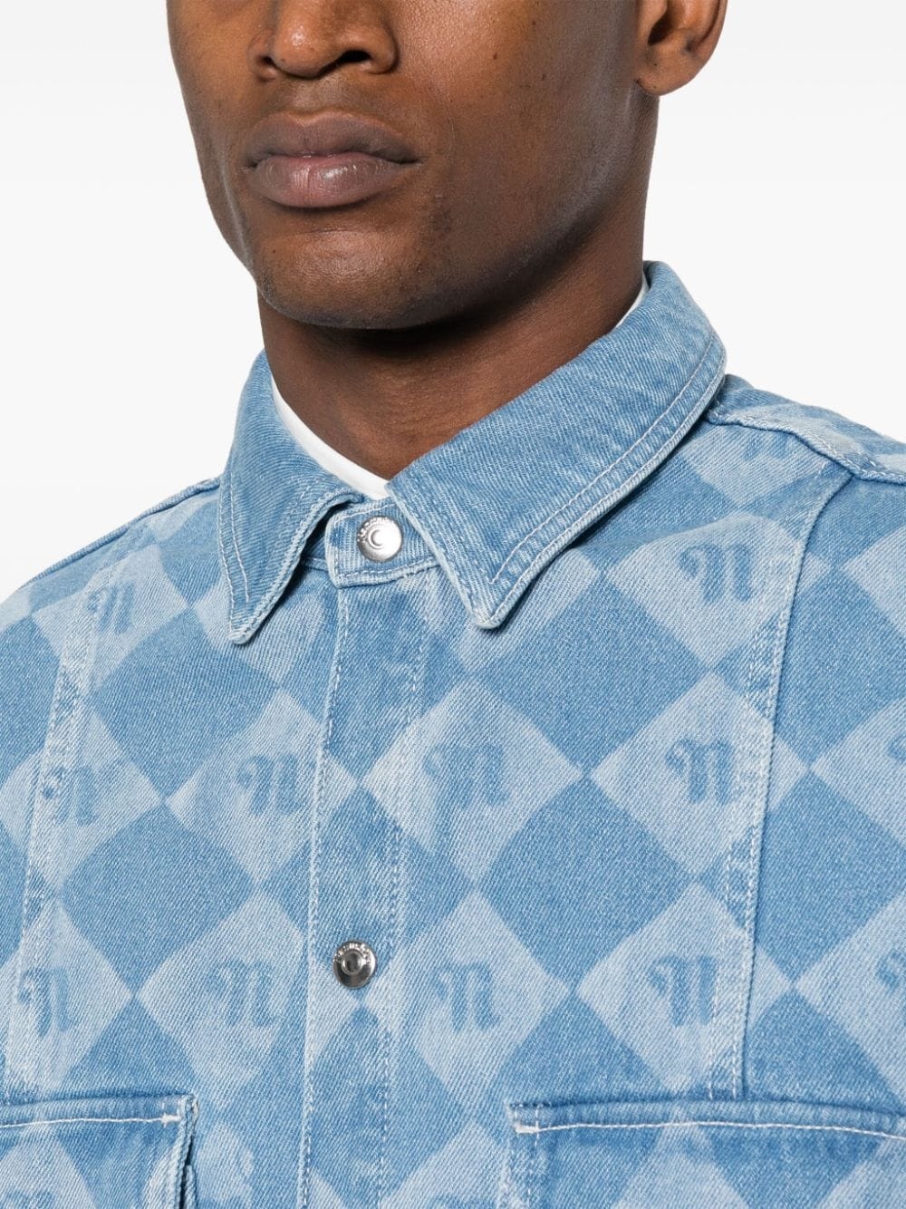 monogram-print denim shirt - 5