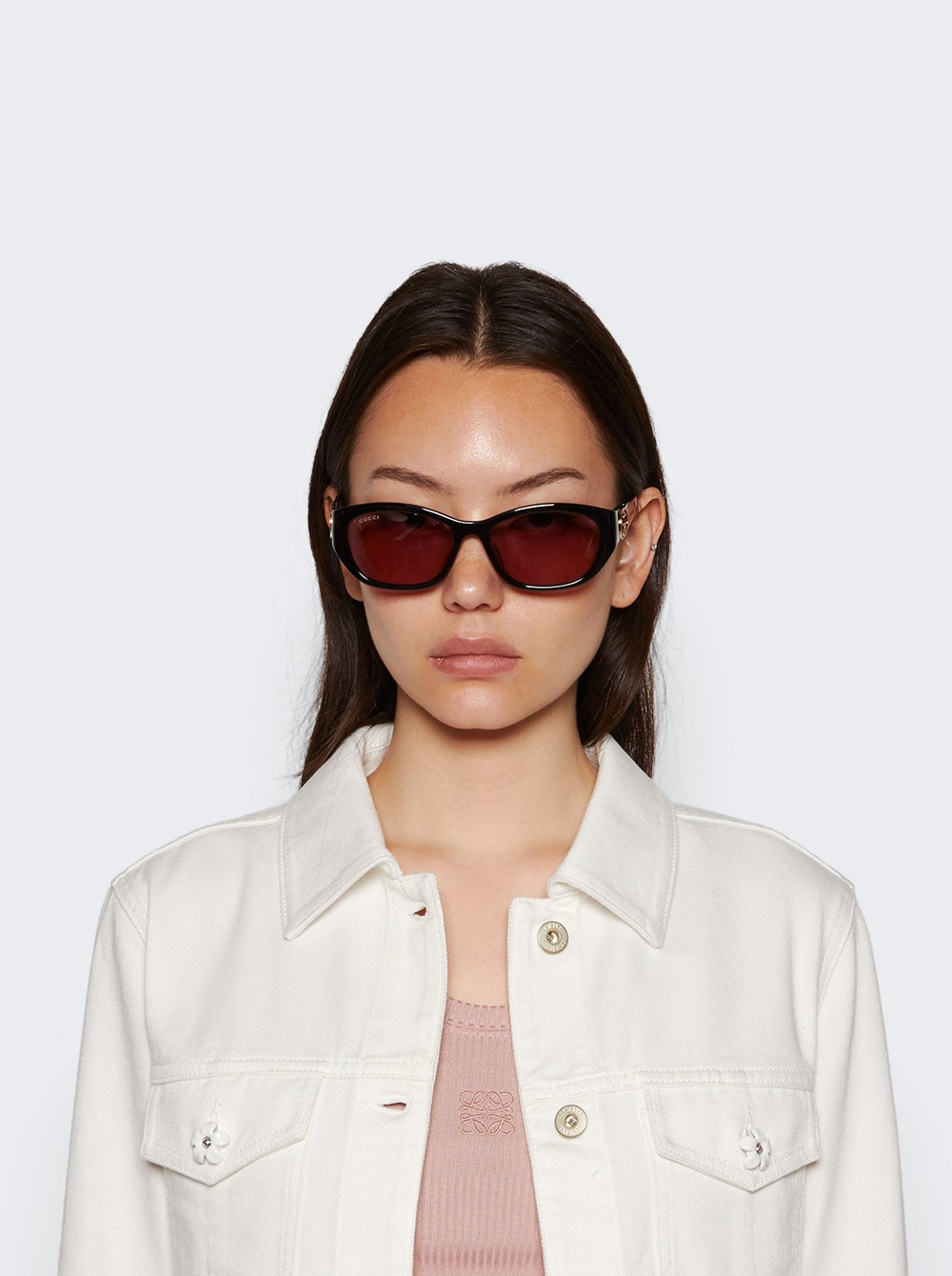 Hailey 57 Round Sunglasses Shiny Black - 2