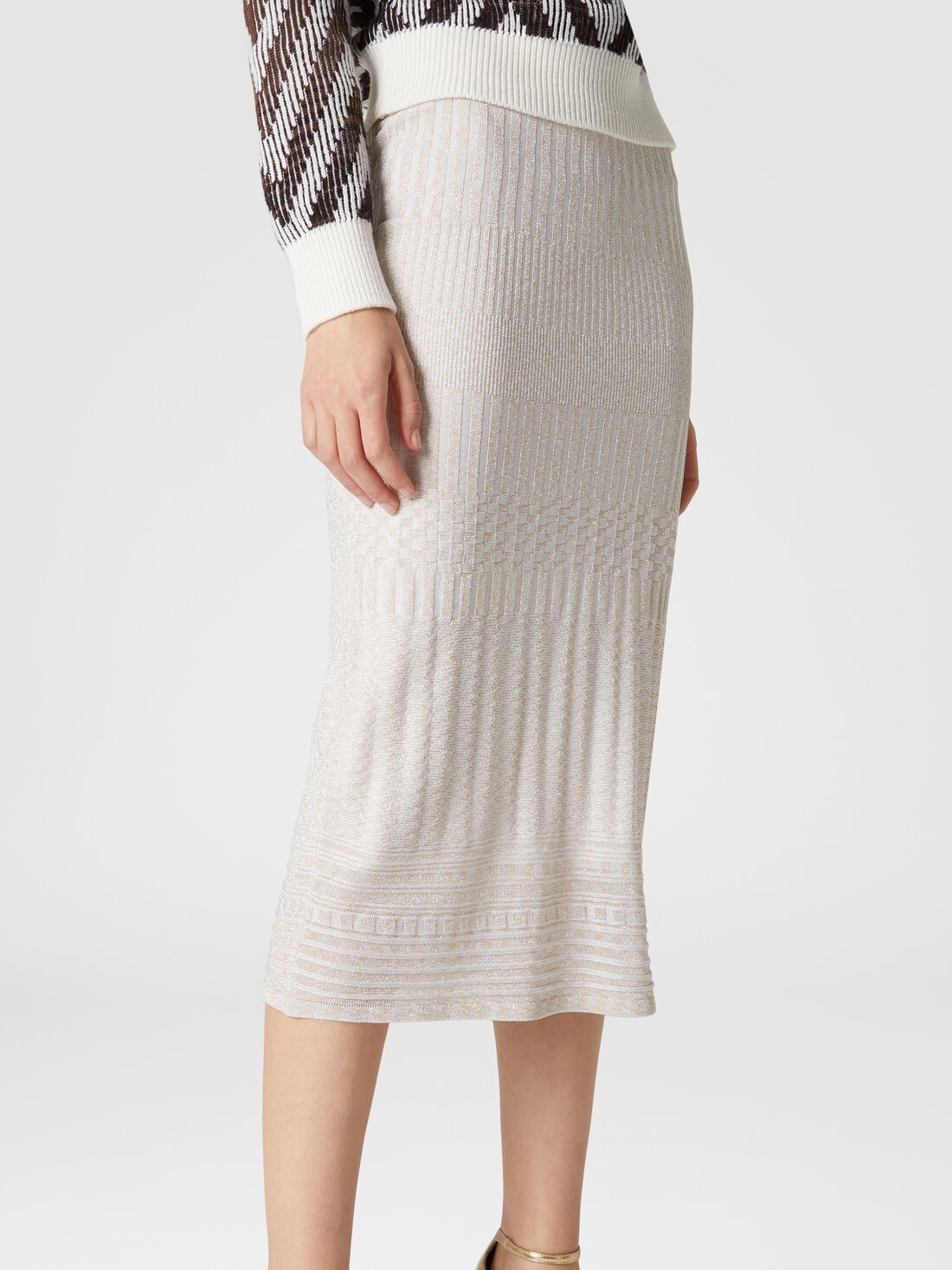 Multi-processed lamé viscose midi skirt - 5