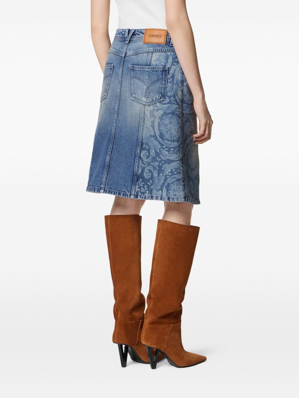 asymmetric denim skirt - 4