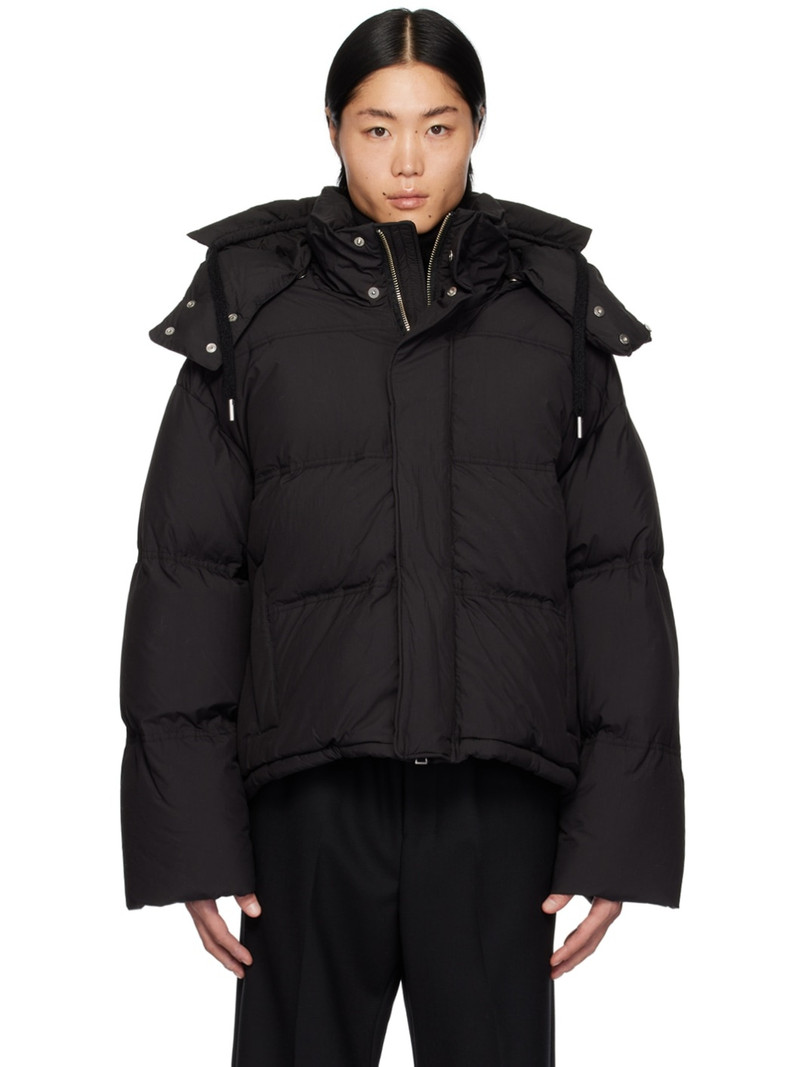 Black Quilted Down Jacket - 1