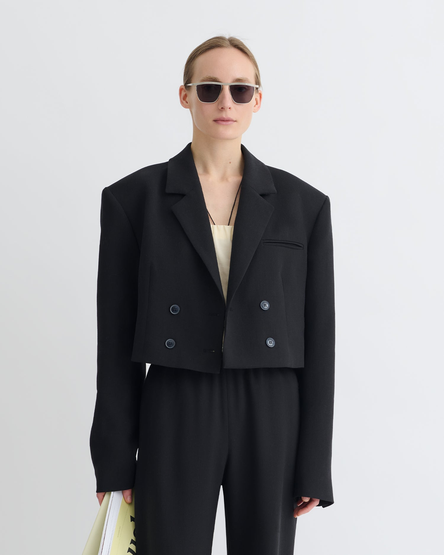 Cropped Crepe Twill Blazer - 2