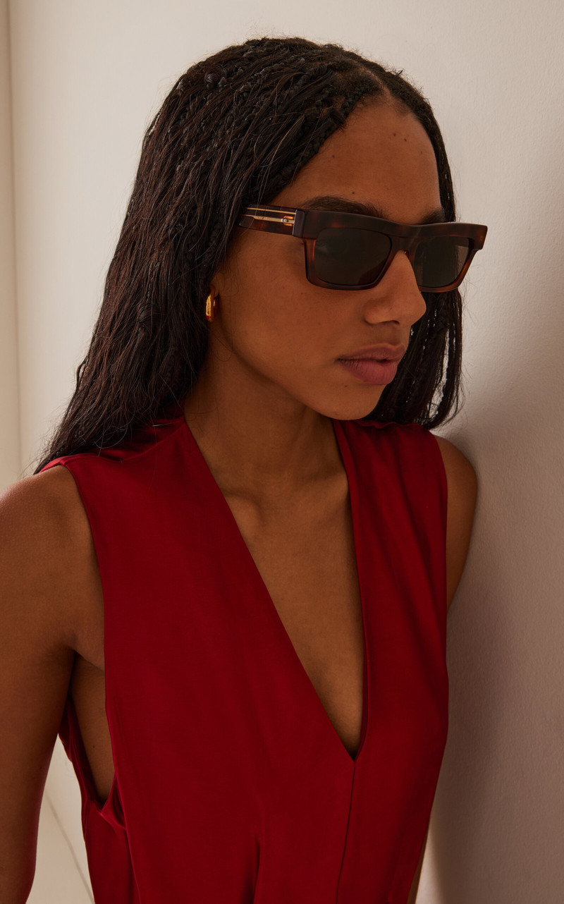 KHAITE x Oliver Peoples 1985C Square-Frame Acetate Sunglasses brown outlook