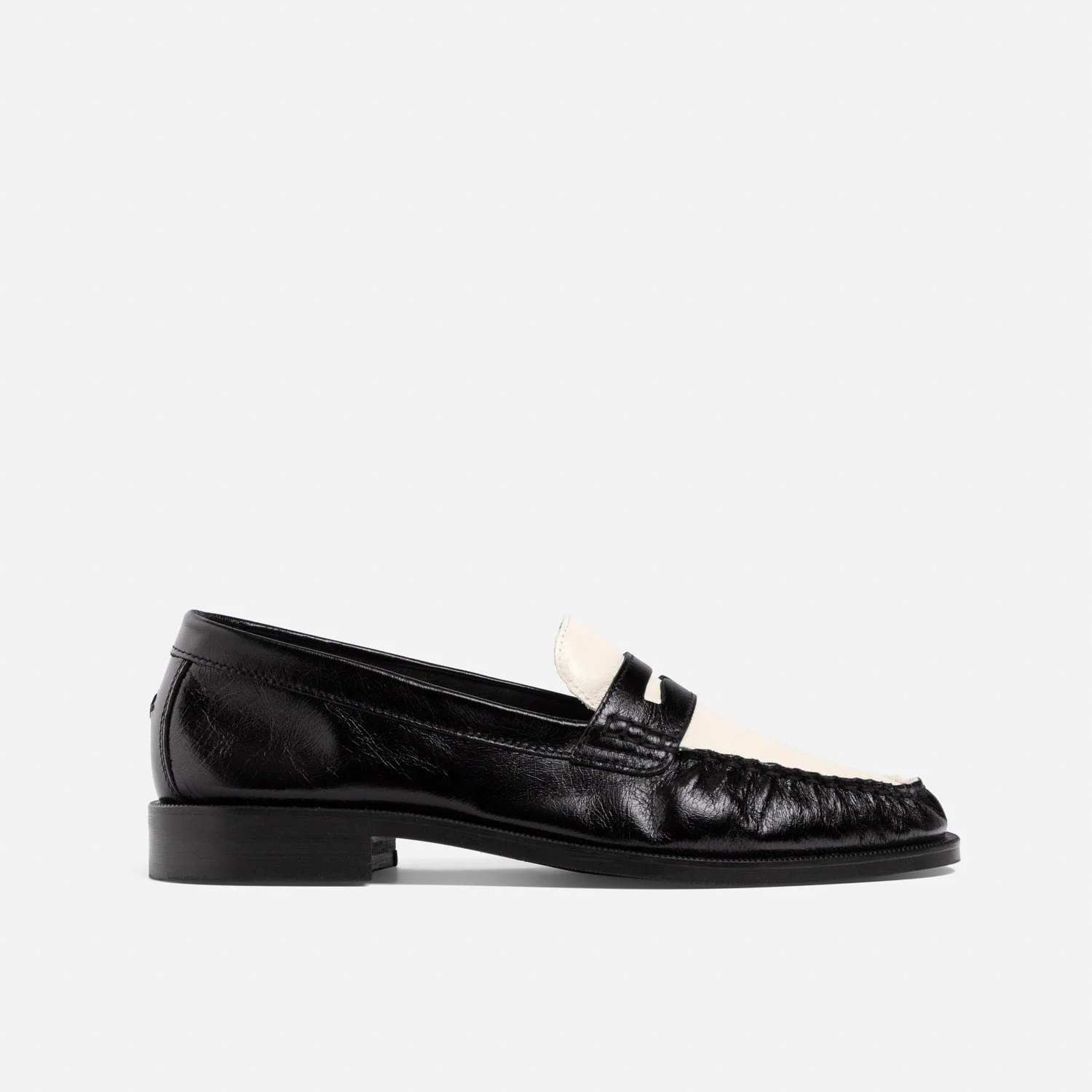 Ezra Black + White Ruched Loafer - Women's - 1