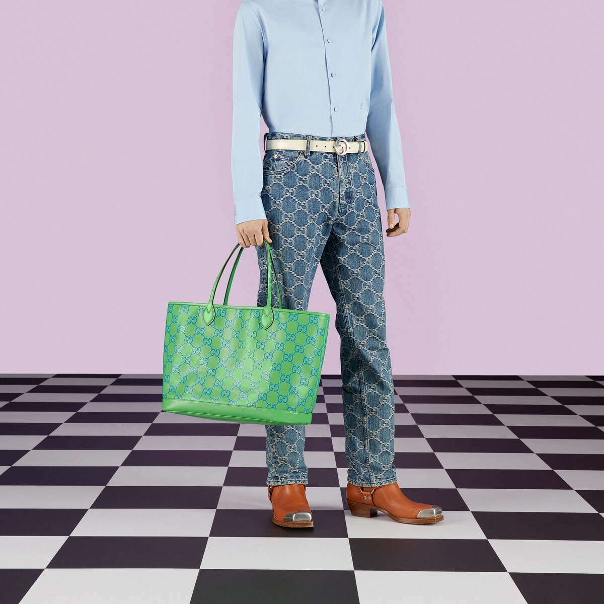 GG large embossed tote bag - 3