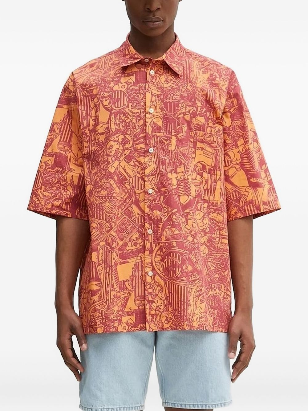 abstract-print short-sleeve shirt - 1