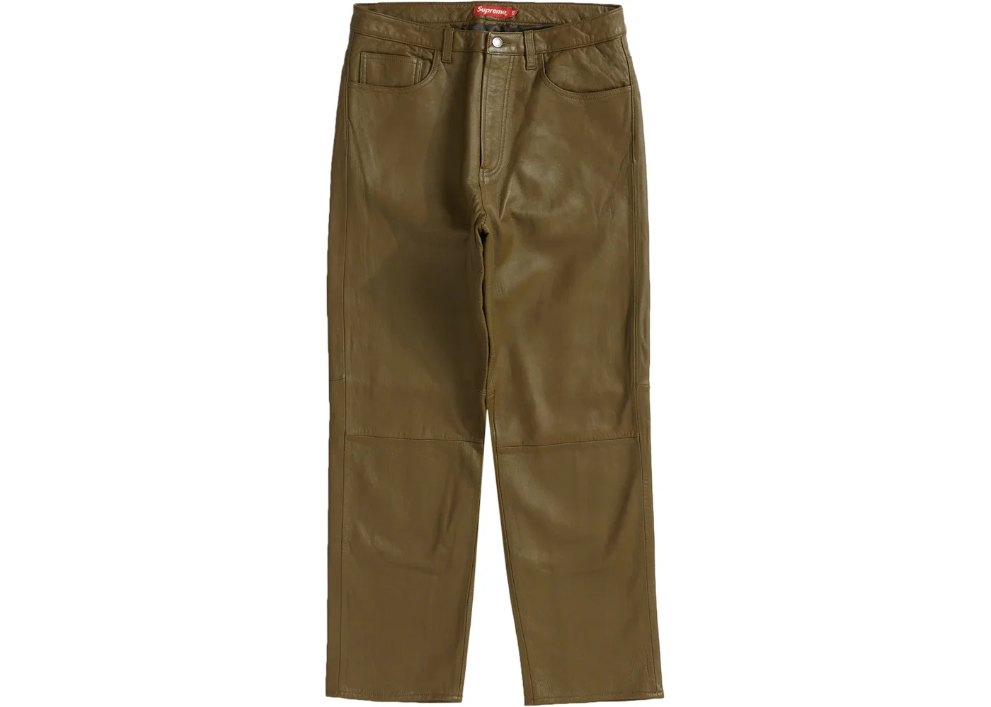 Supreme Leather 5-Pocket Jean Olive - 1