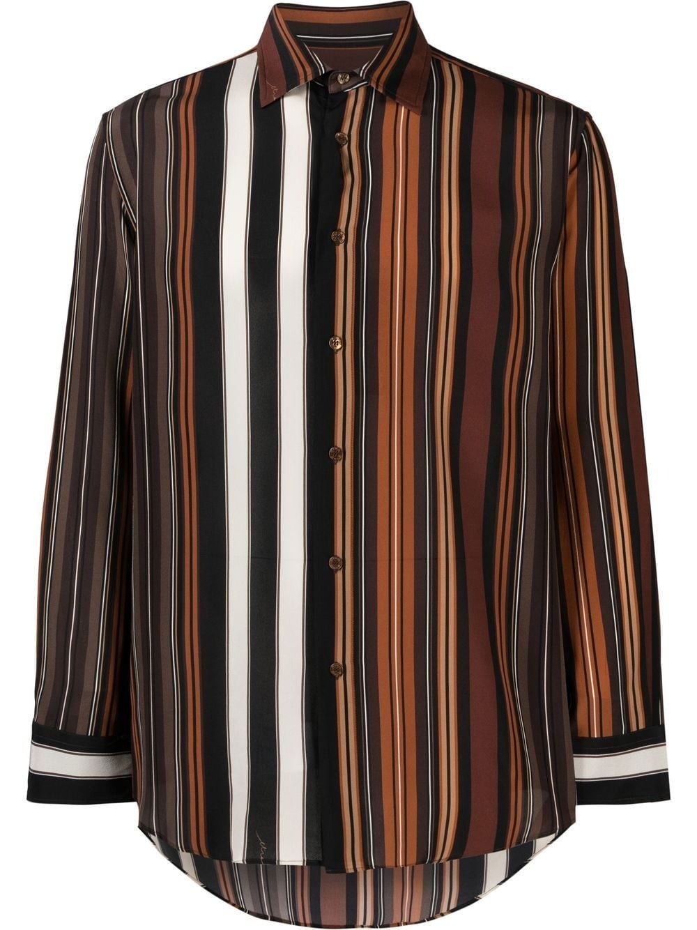 striped long-sleeve silk shirt - 1