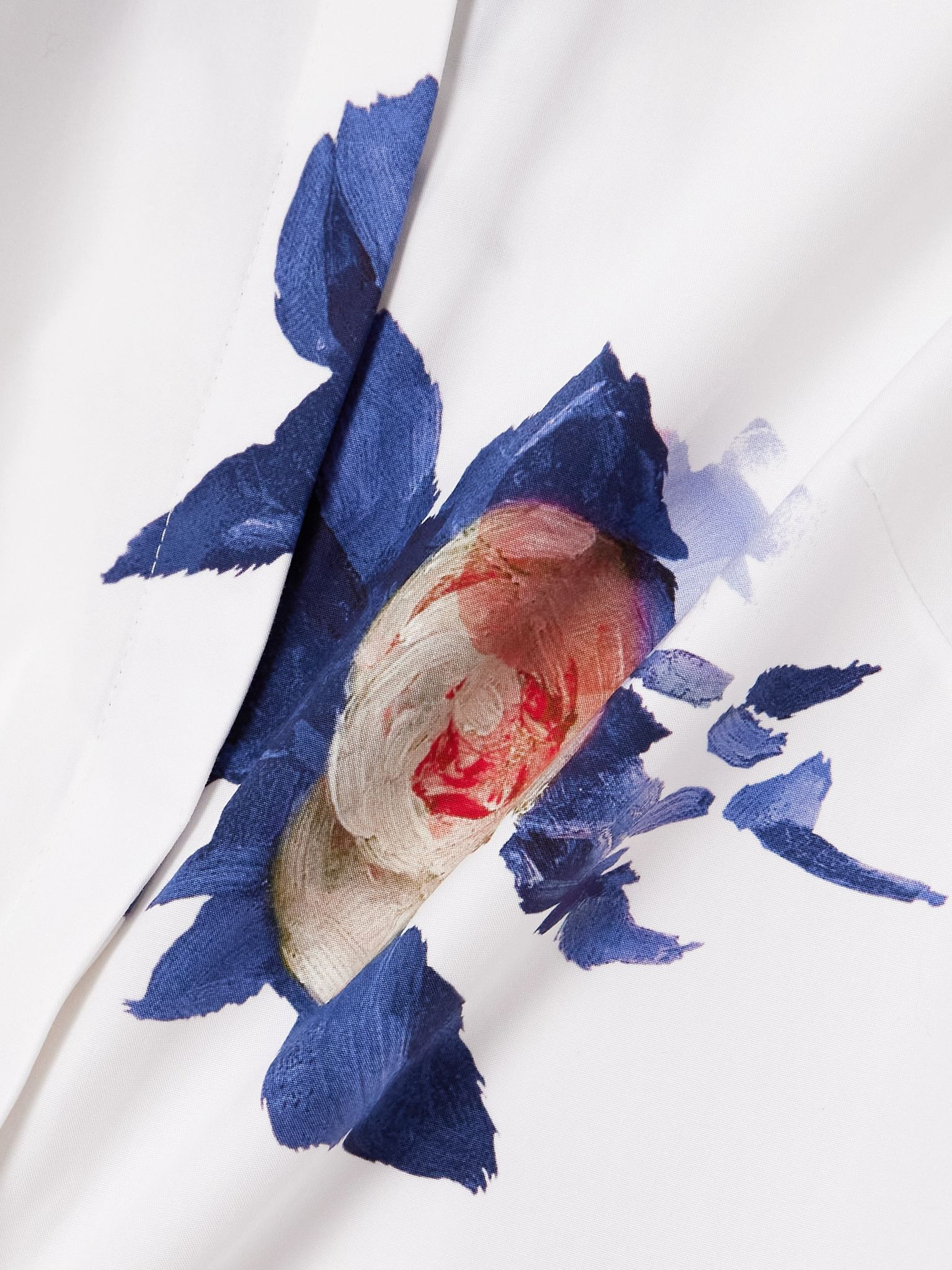 Floral-print cotton-poplin blouse White - 4