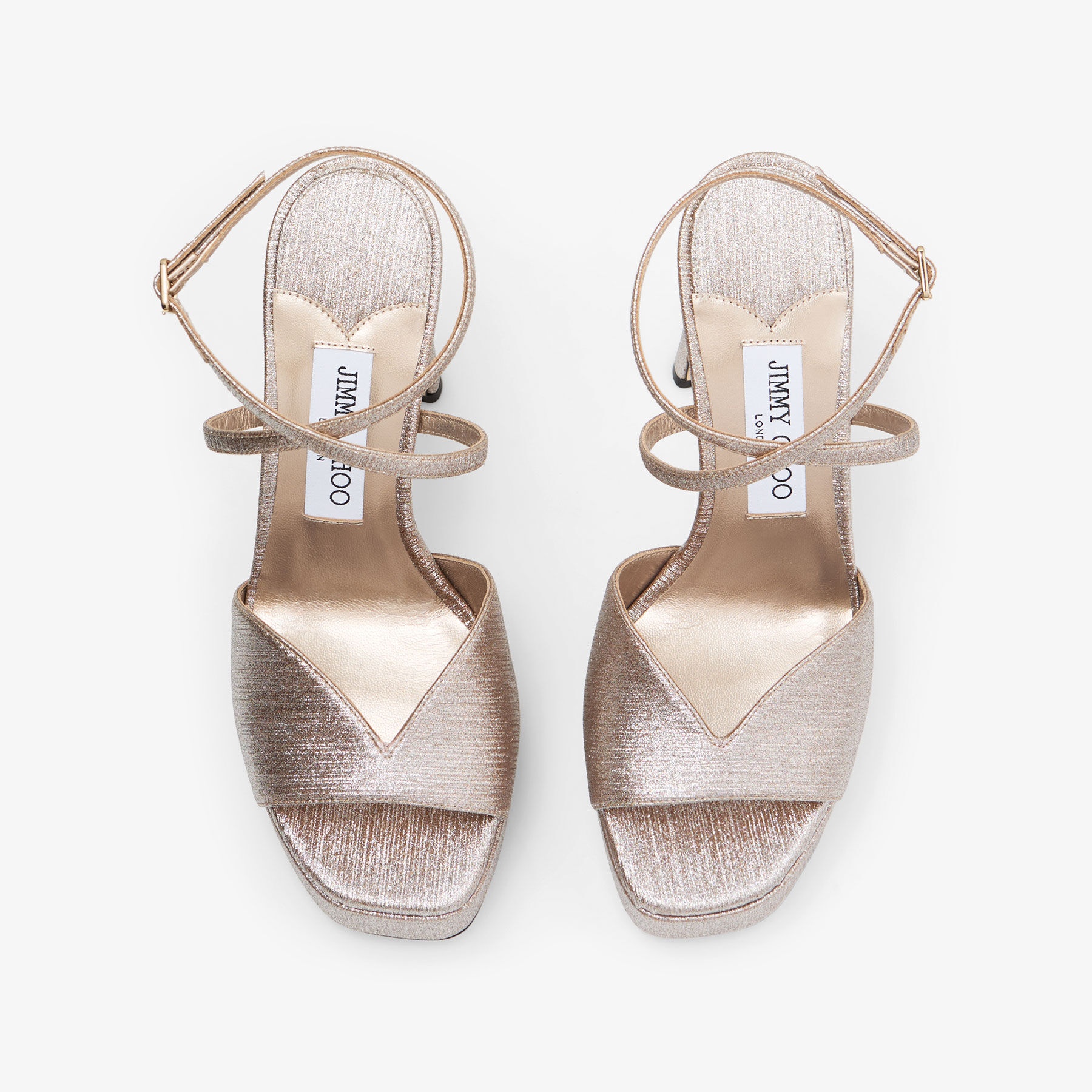 サンダル・ミュール JIMMY CHOO Karli Platform 125 Glitter Platform Sandals Karli/PF 125| Ivory Satin Crystal Platform Sandals | JIMMY CHOO