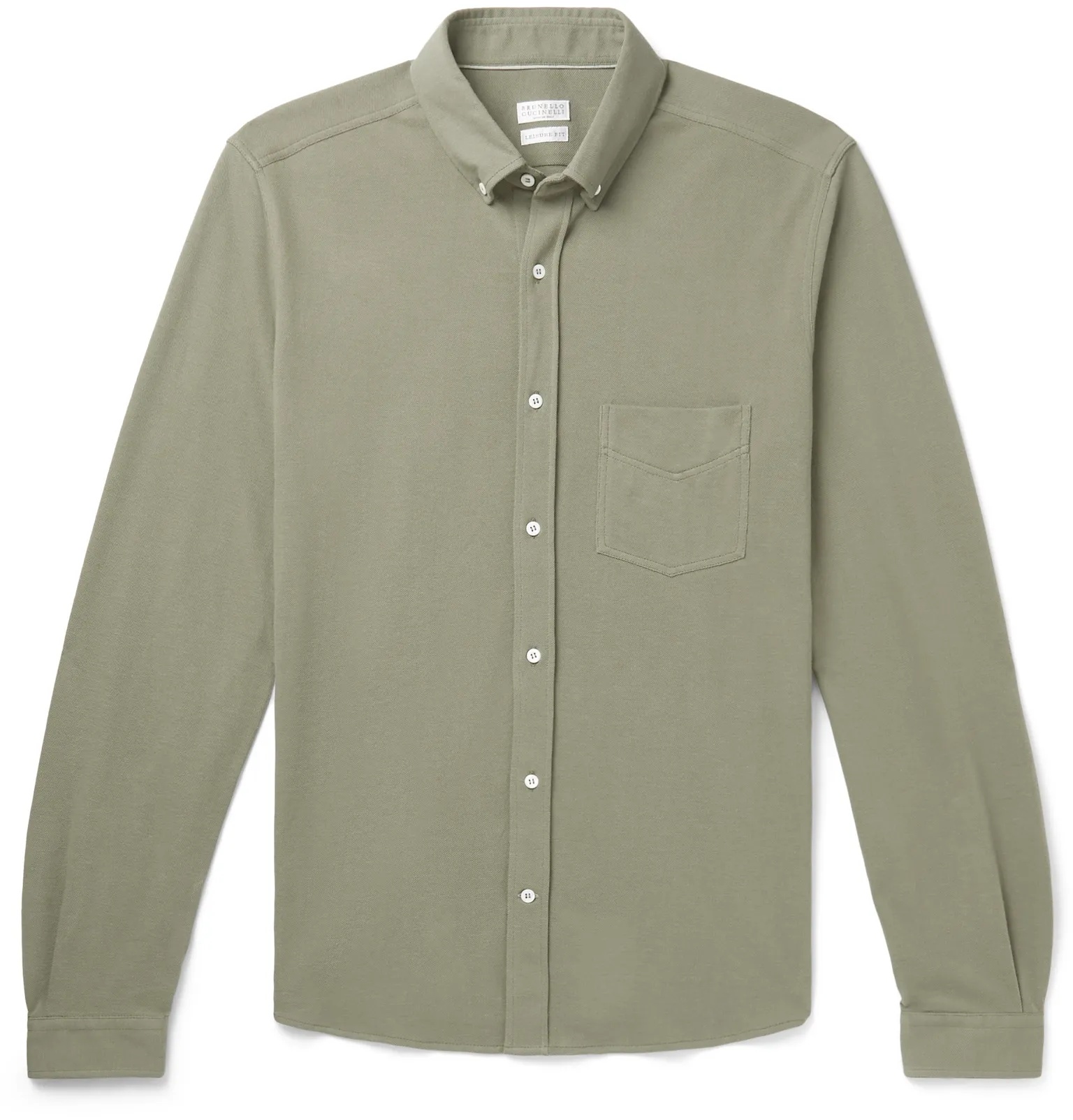 Slim-Fit Button-Down Collar Cotton-Piqué Shirt - 1