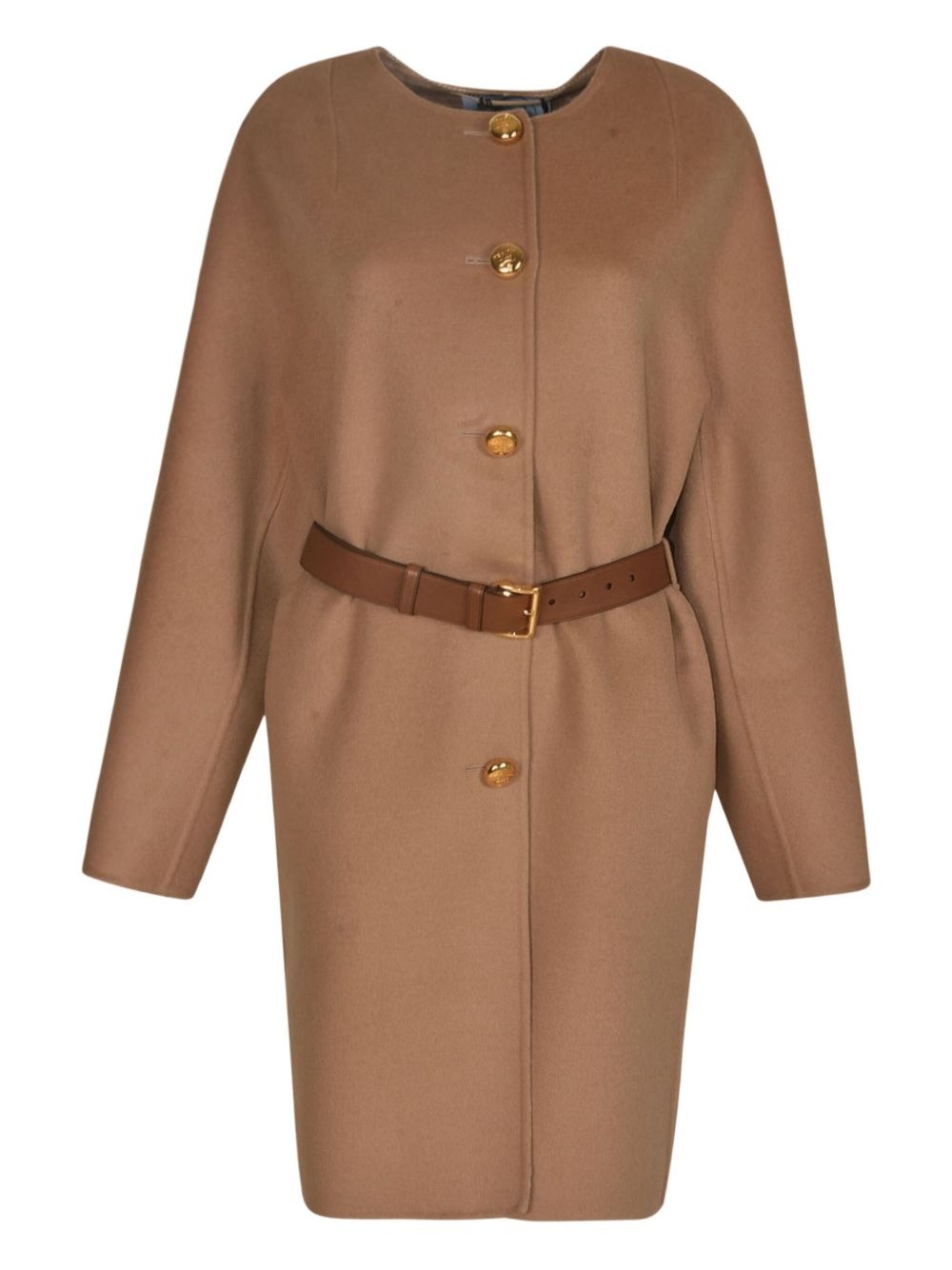 belted buttoned coat - 1