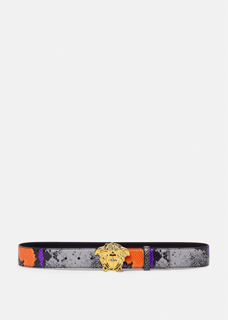 Medusa Python Print Leather Belt 1