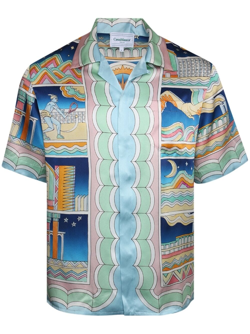 short-sleeve printed silk shirt - 1