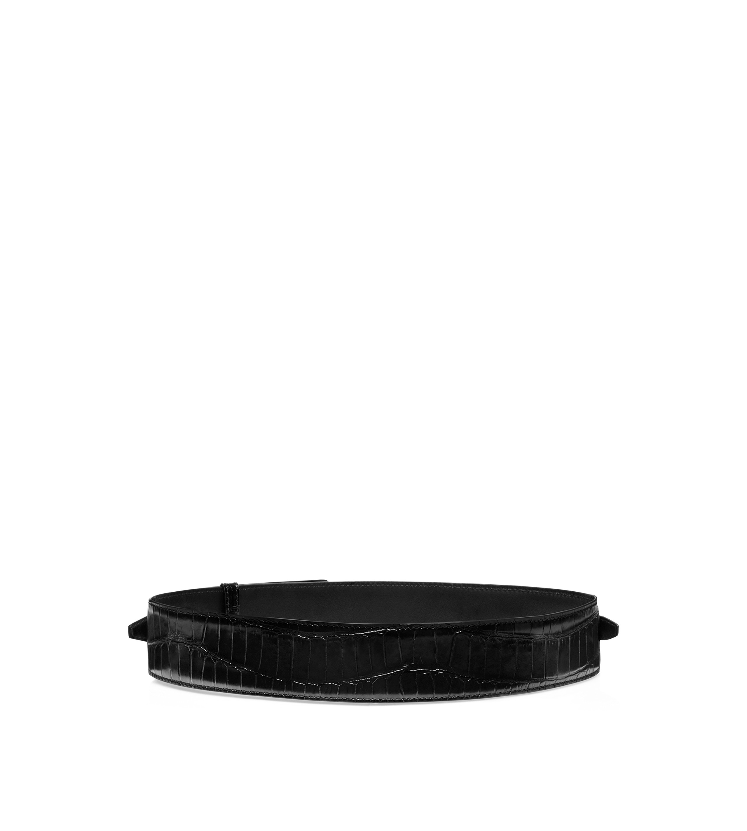 STAMPED CROCODILE LEATHER WHITNEY WAIST BELT - 2