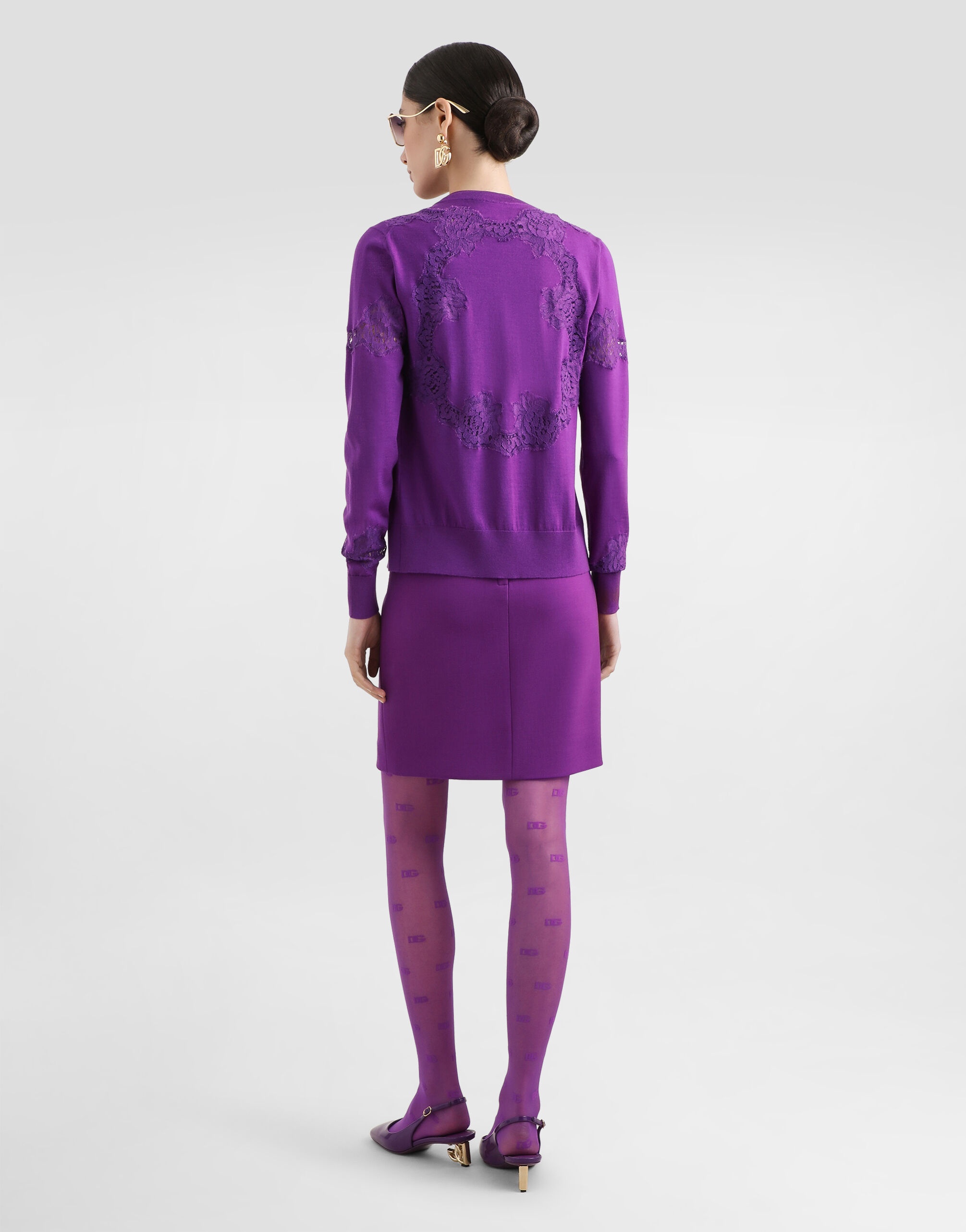 Wool cardigan with lace - 3