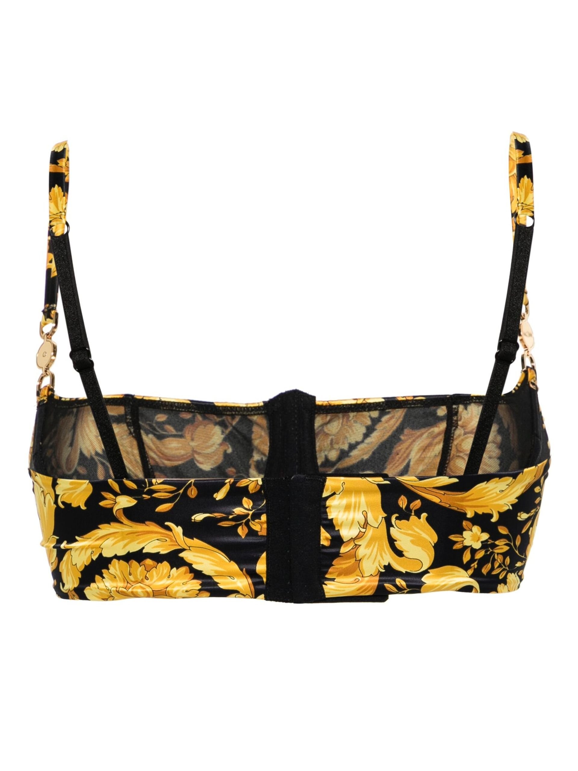 Black Barocco Print Balconette Bra - 1