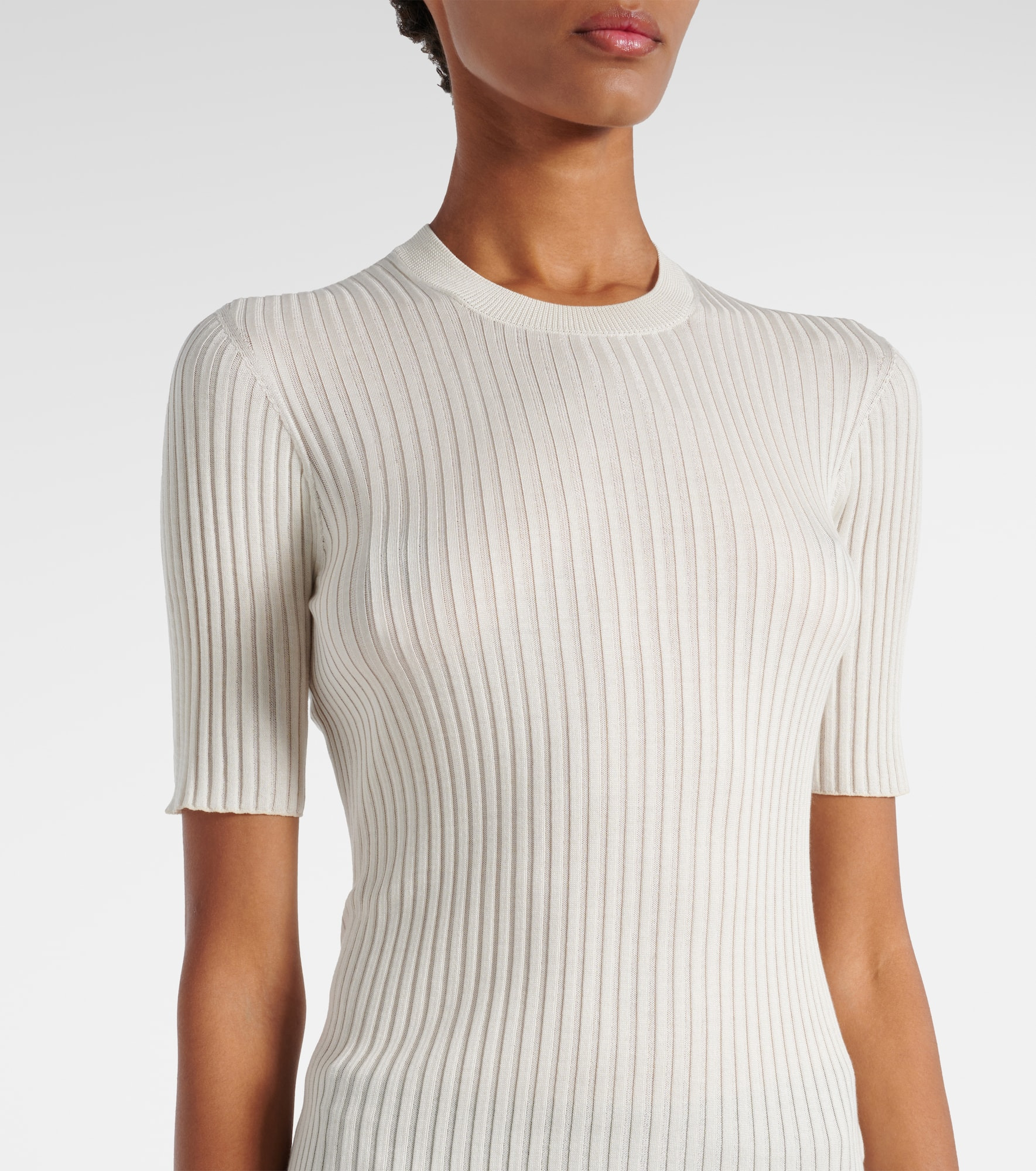 Ribbed-knit silk sweater - 5