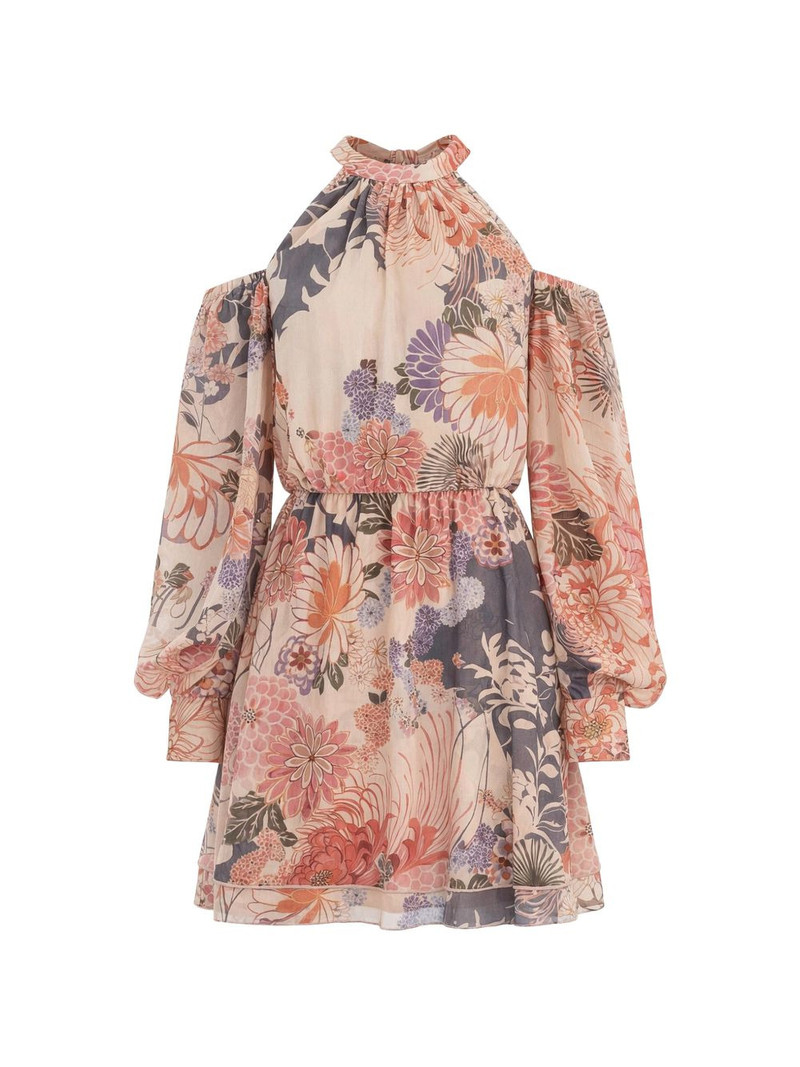 floral-print cold-shoulder mini dress 1