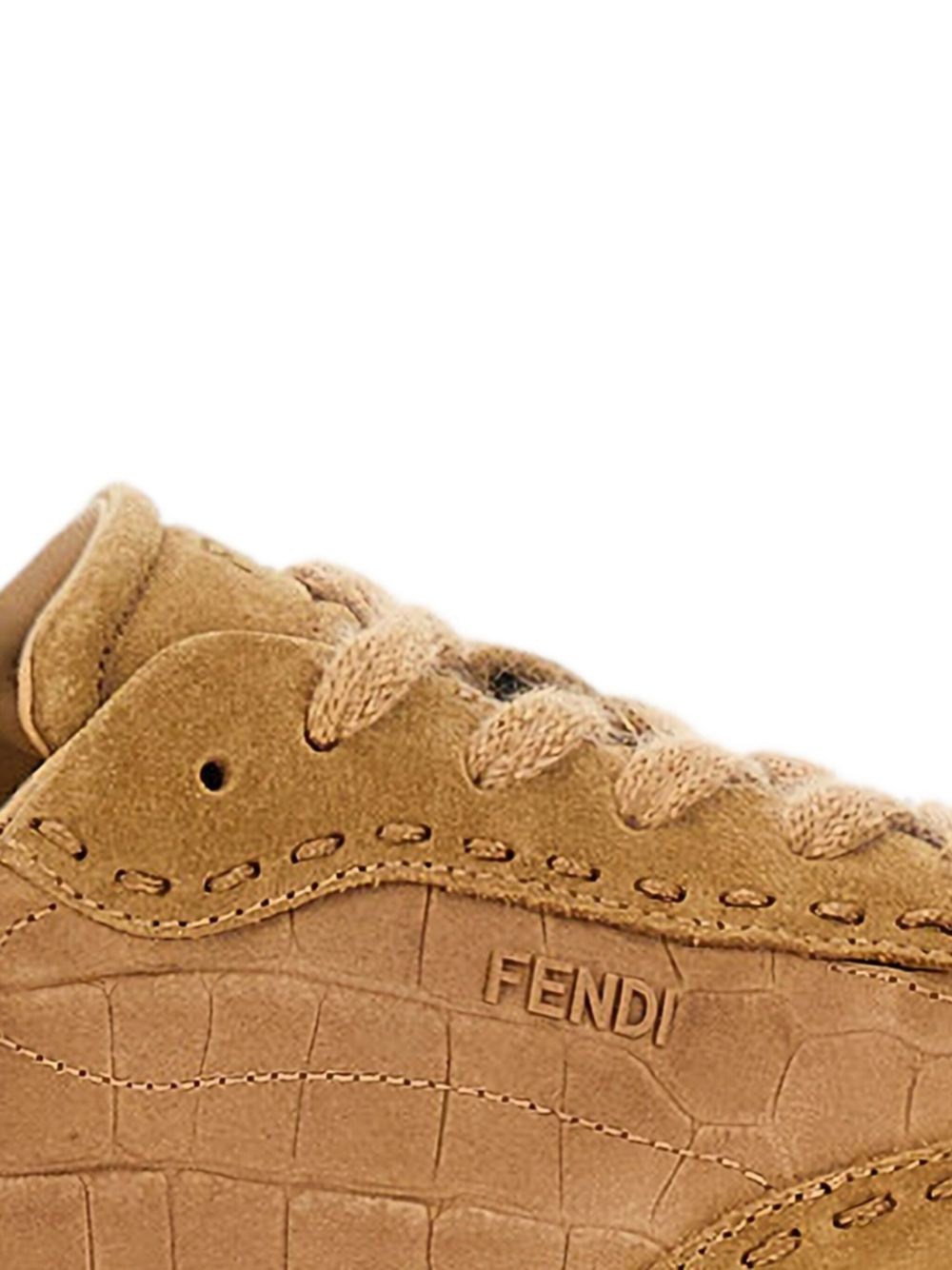 Fit crocodile-effect lace-up sneakers - 4